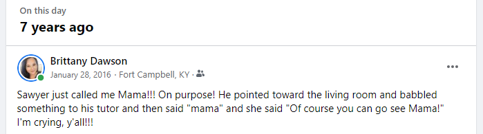 Facebook Memories: Sawyer Said Mama