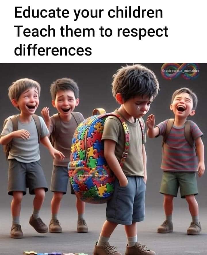 Educate your children; teach them to respect differences. Source: Grandparents and Grandchildren on Facebook